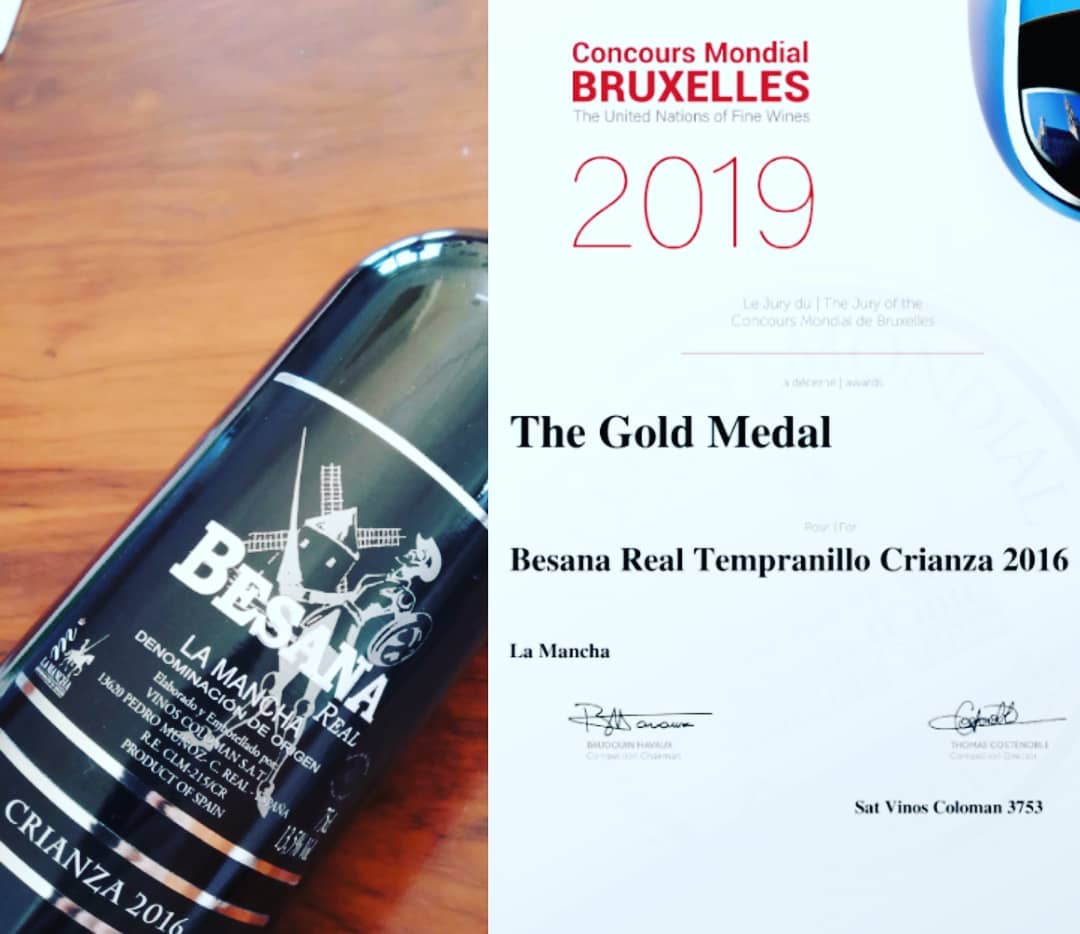 Medalla de Oro en el Concurso Mundial de Bruselas 2019 (Besana Real Crianza)