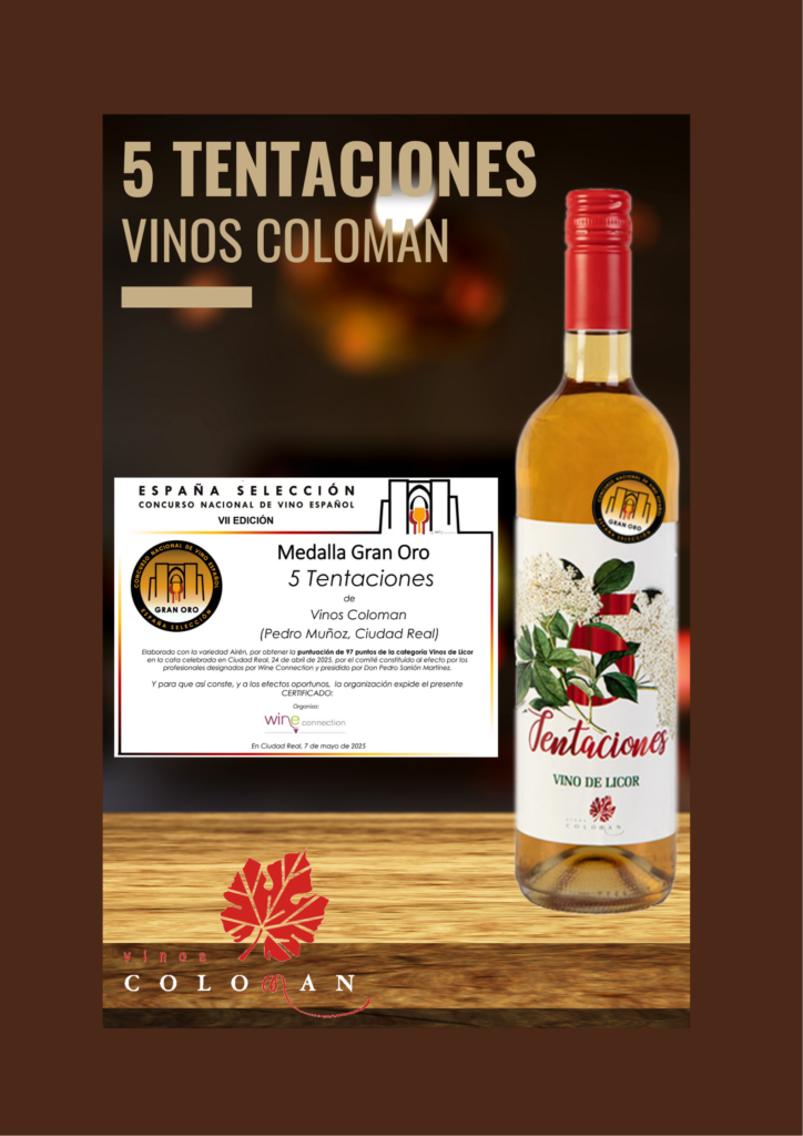 5 Tentaciones de Vinos Coloman, galardonada con la Medalla Gran Oro en el Concurso Nacional de Vino Español – España Selección