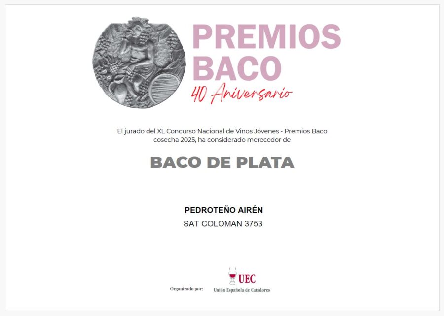 PREMIO PLATA en Baco 2026 para PEDROTEÑO AIRÉN
